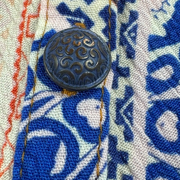 Aratta Coral, Blue & White Patchwork Button-Up - Picture 9 of 16